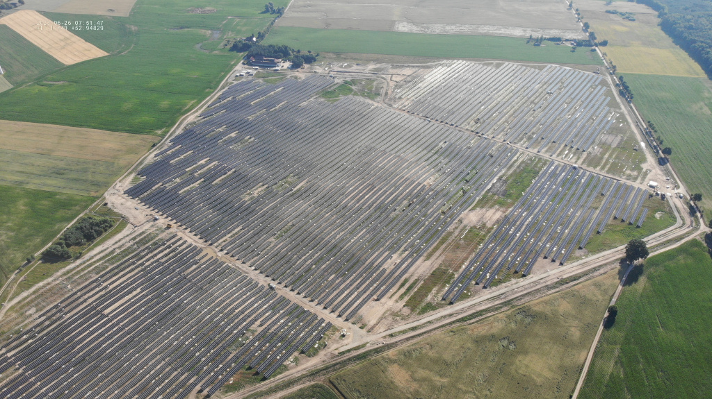 Farma fotowolaticzna 45MW w powiecie wągrowieckim zrealizowana w 2023 r. dla firmy Enerland Group